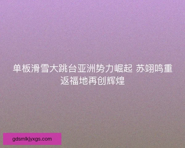 单板滑雪大跳台亚洲势力崛起 苏翊鸣重返福地再创辉煌